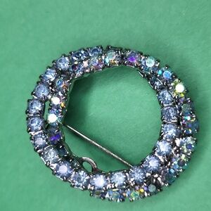 Vintage Silver and Blue Brooch